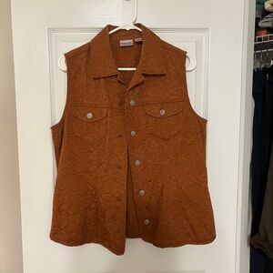 Chico's Rust Textured Sleeveless Vest